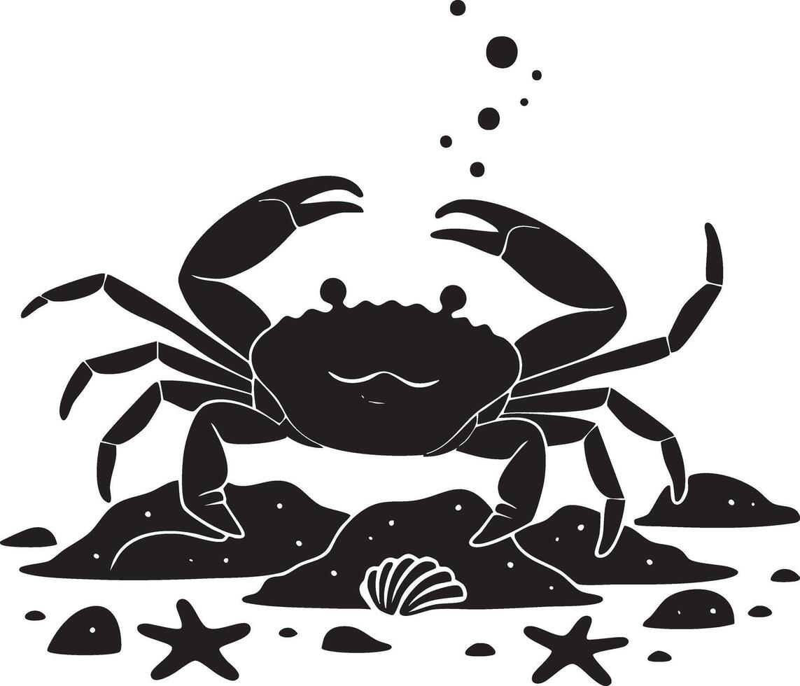 Crab black silhouette on white background vector