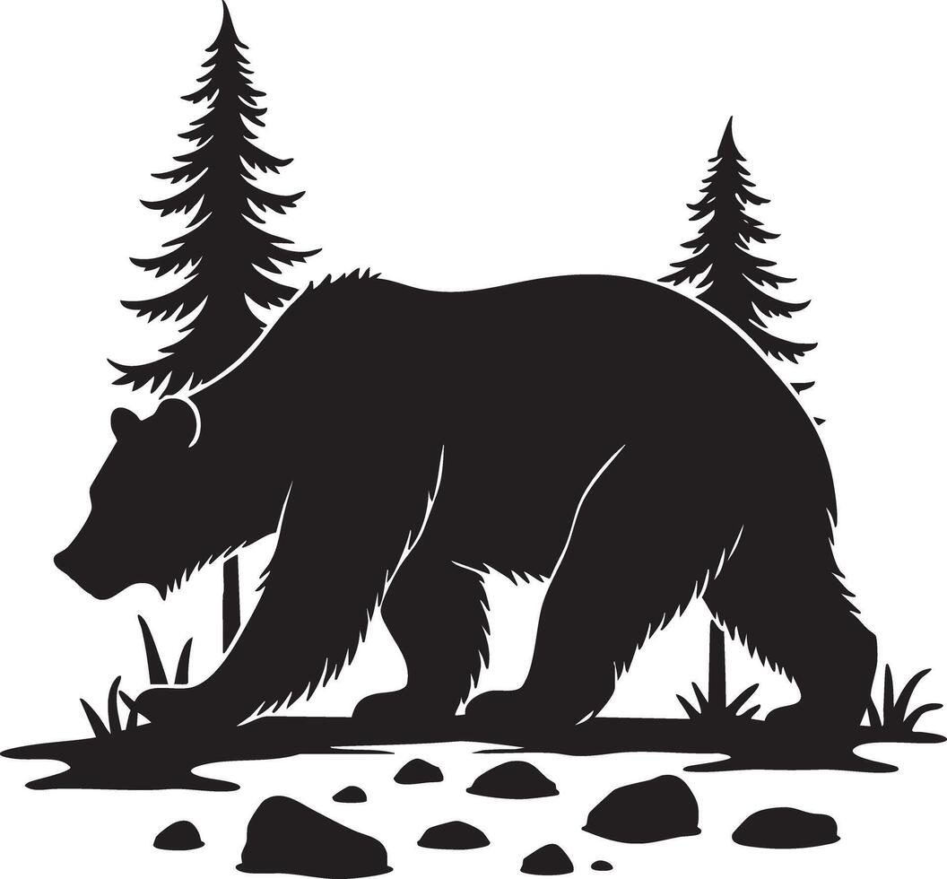 A black bear in the woods vector