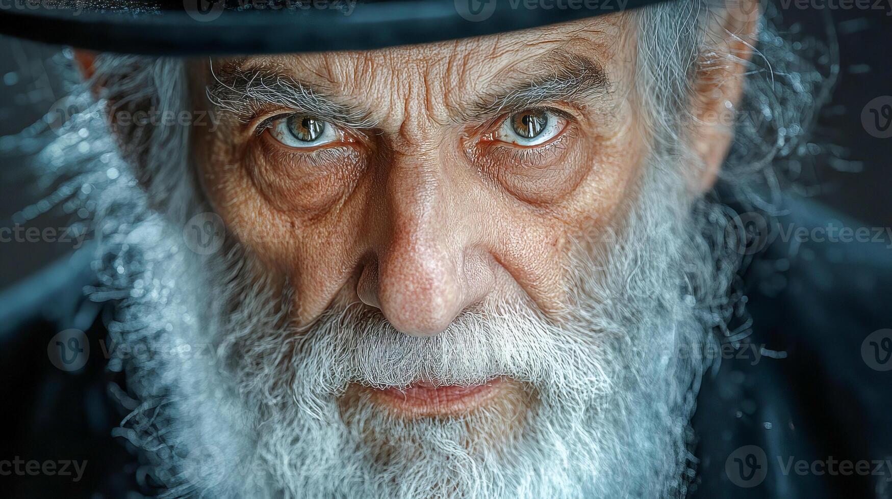An elderly Jew with a kind, wise look, in traditional clothing and with a white beard photo