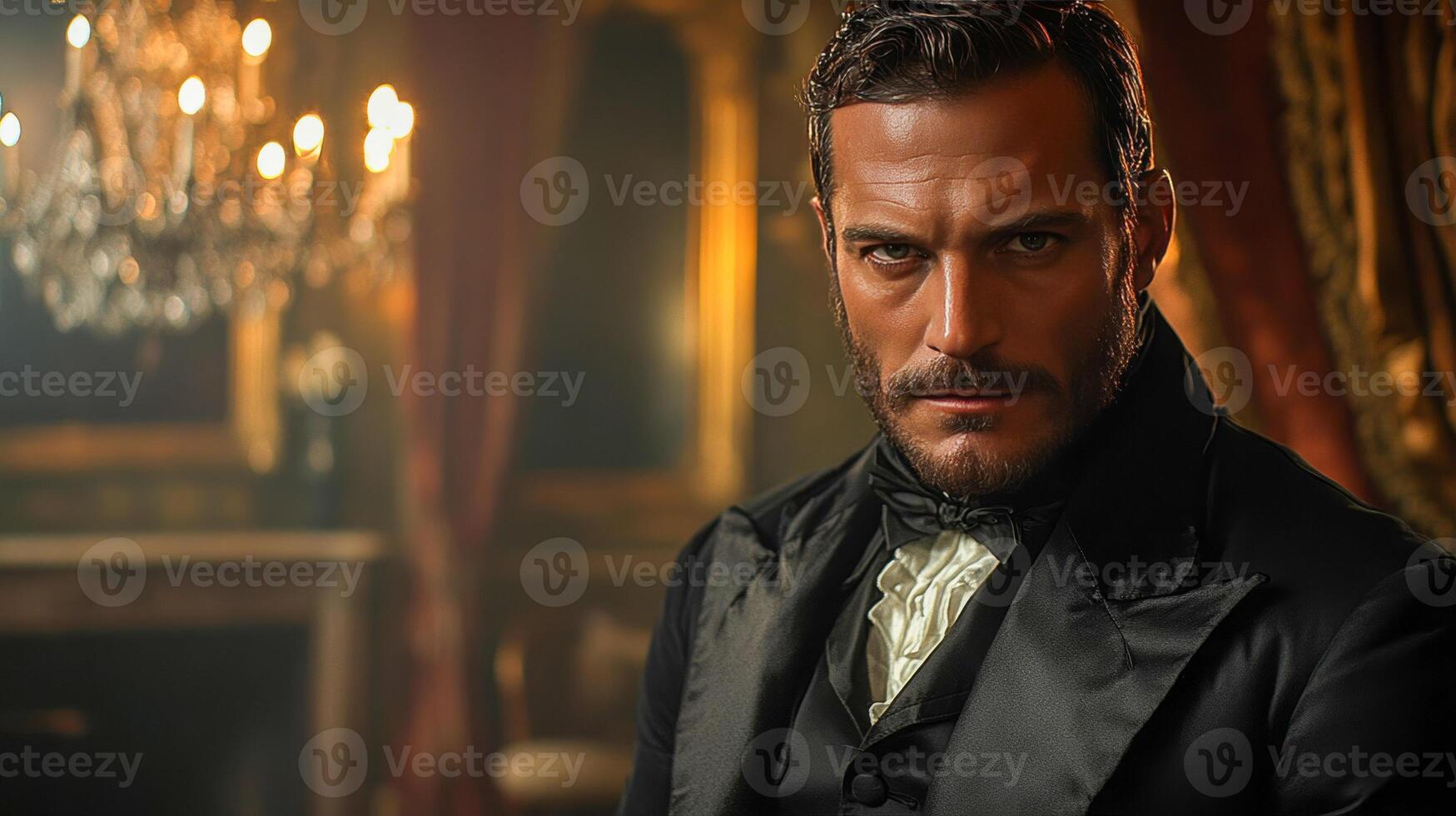 A nobleman dressed in an elegant black suit with a satin bow tie photo