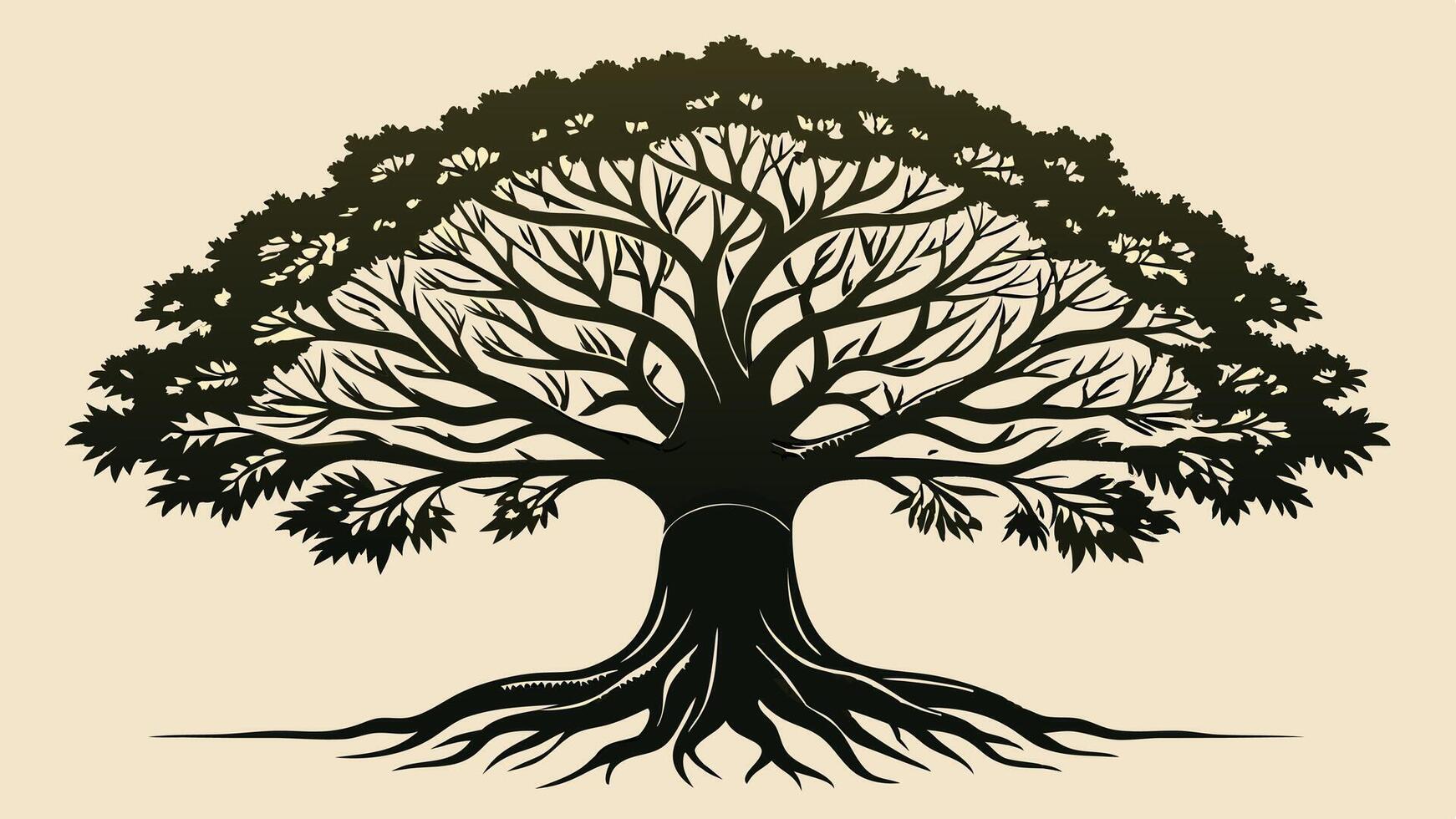 A tree with green leaves and a brown trunk on a white bg vector