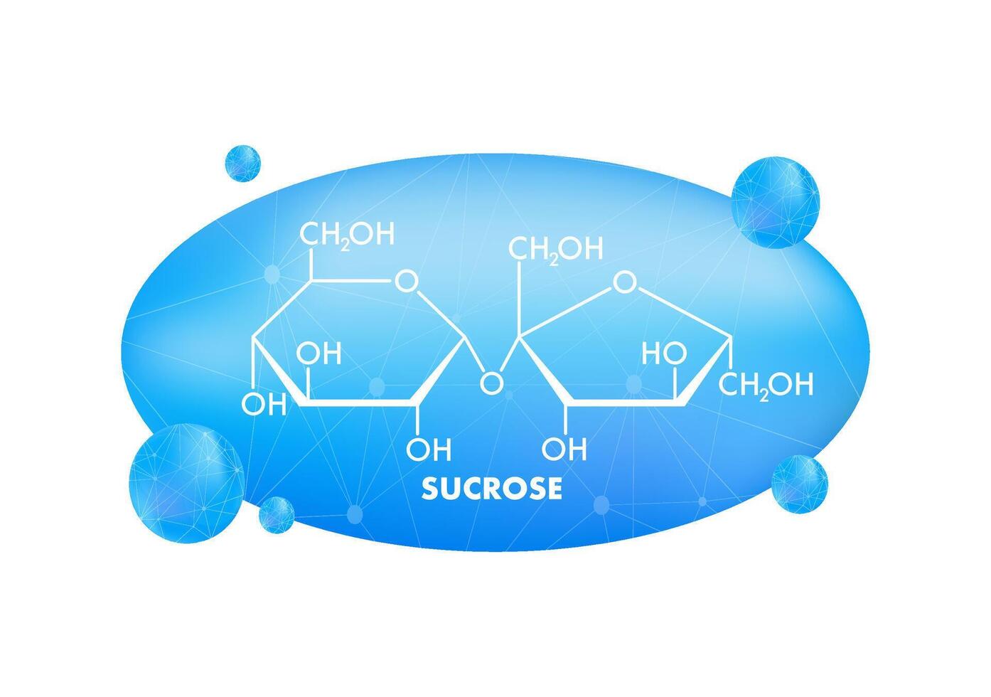 Sucrose Molecular Structure with Chemical Formula on Blue Background vector