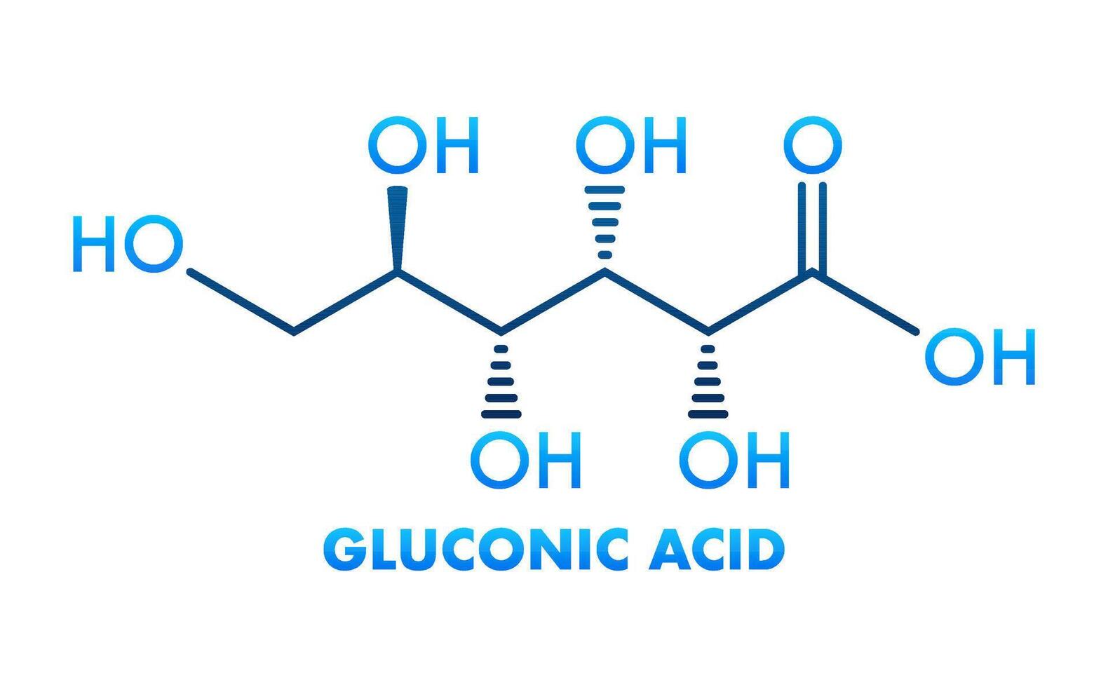 Gluconic Acid Molecular Structure with Chemical Formula vector