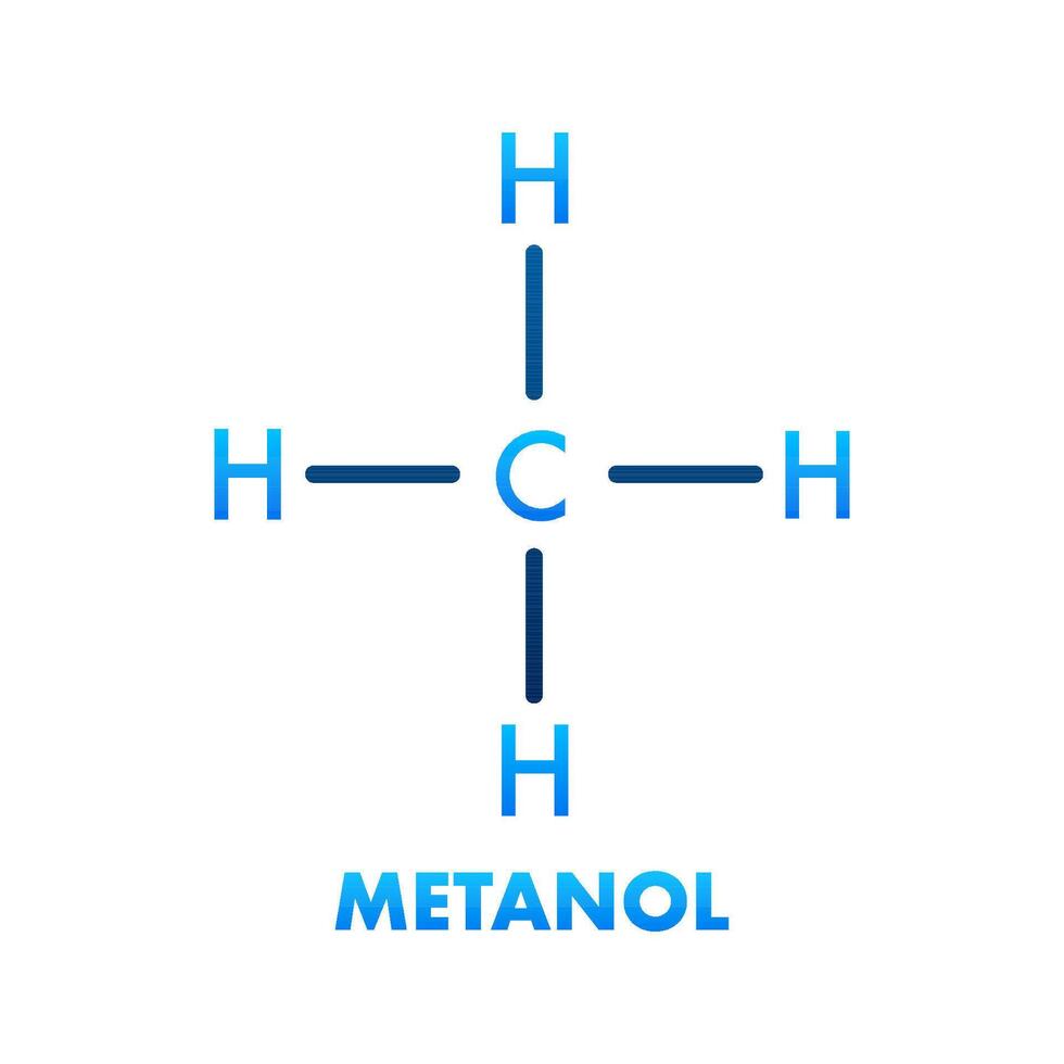 Methane Molecular Structure with Carbon and Hydrogen Atoms forming CH4 vector