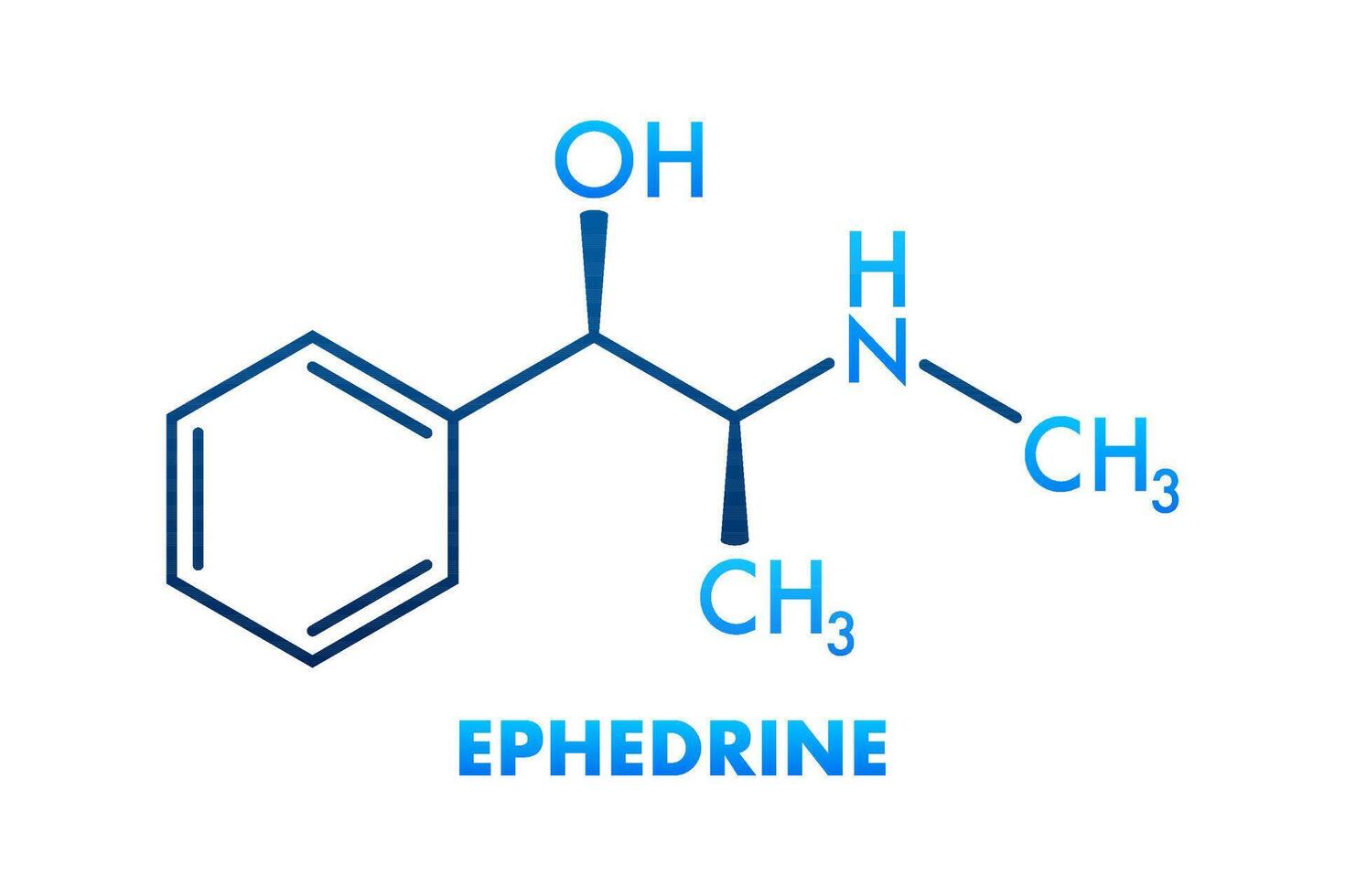 Ephedrine Molecular Structure with Chemical Formula C10H15NO vector