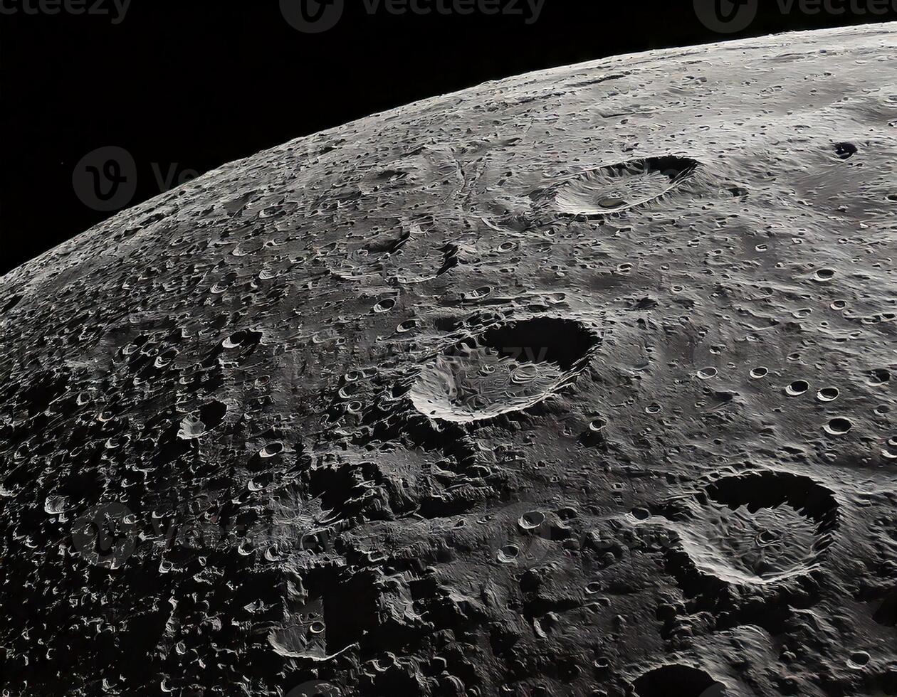 Generated imThe moon's surface seen up close, with unique terrain textures in black and white.age photo