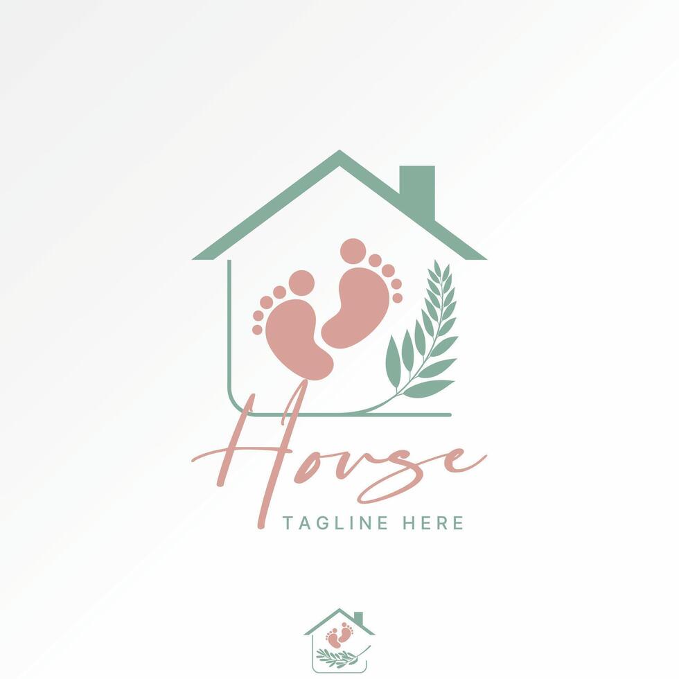 Logo design graphic concept creative premium stock image graphic simple home leaves stalk forest plant footprints monogram typography branding vector