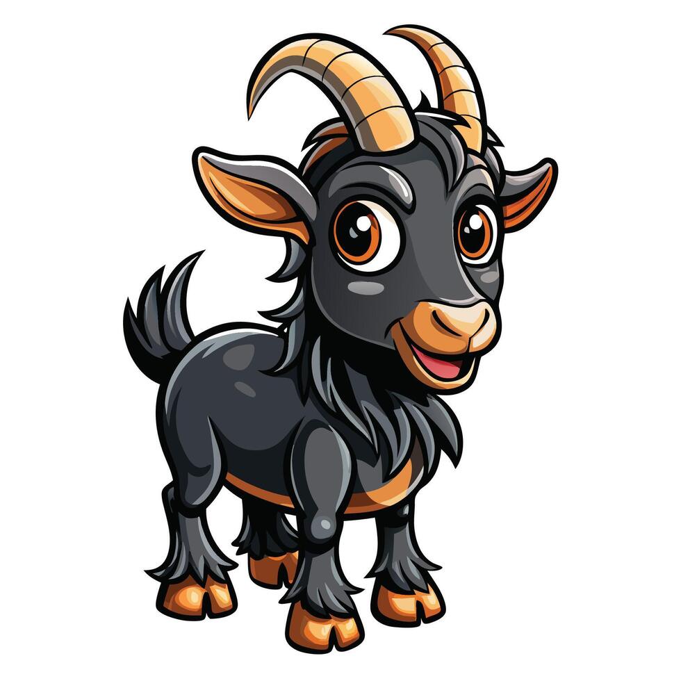 a cartoon goat with horns, white background vector
