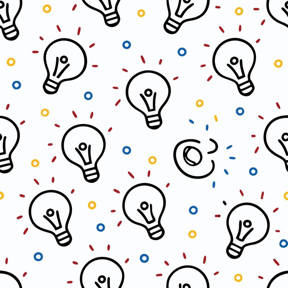 a seamless pattern with light bulbs and dots on a white background vector