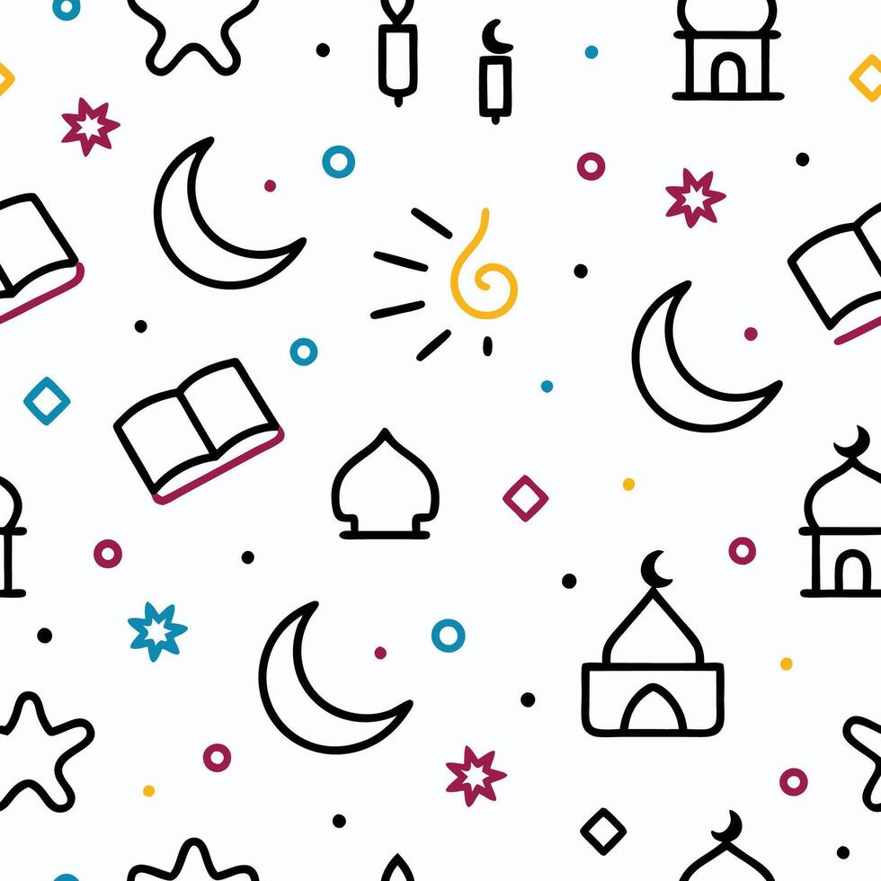 seamless pattern with islamic white background vector