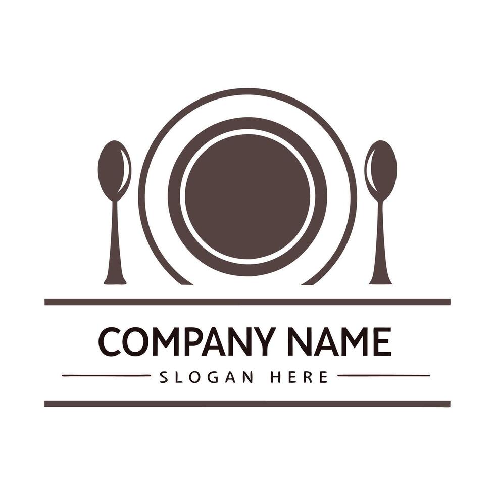 plate and fork and spoon logo design vector