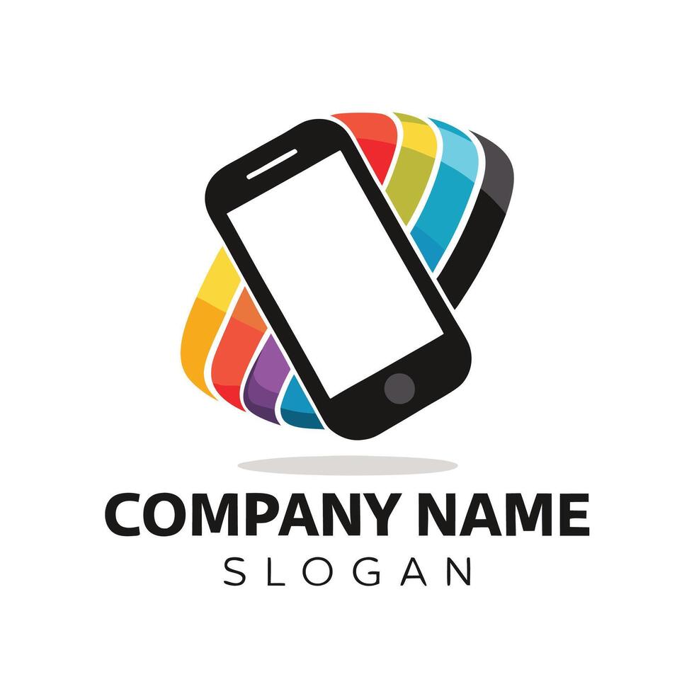 mobile phone logo design template on a white background vector