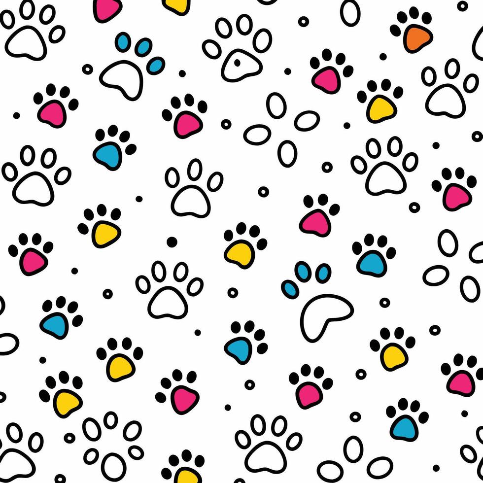 seamless pattern with paw prints and , background vector
