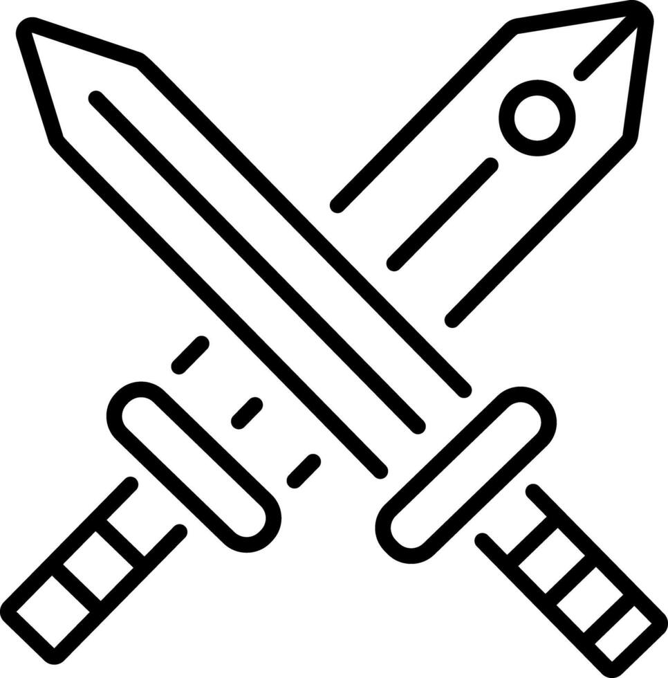 Cross swords icon in linear style vector
