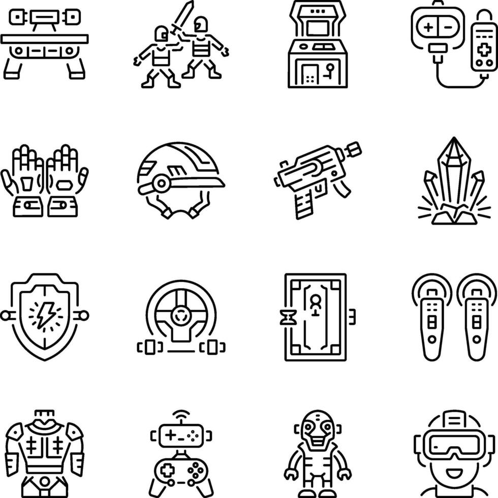 Collection of Linear Style Game Icons vector