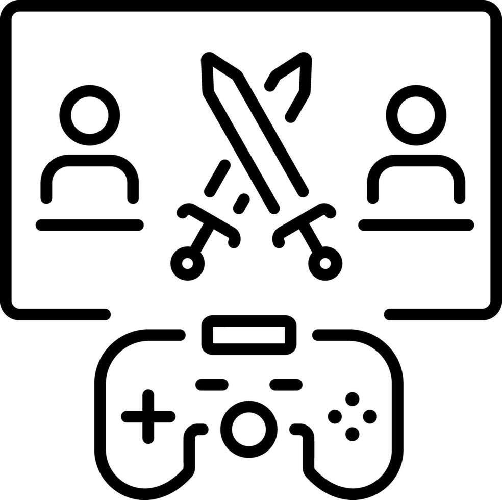 A line style icon of online battle vector