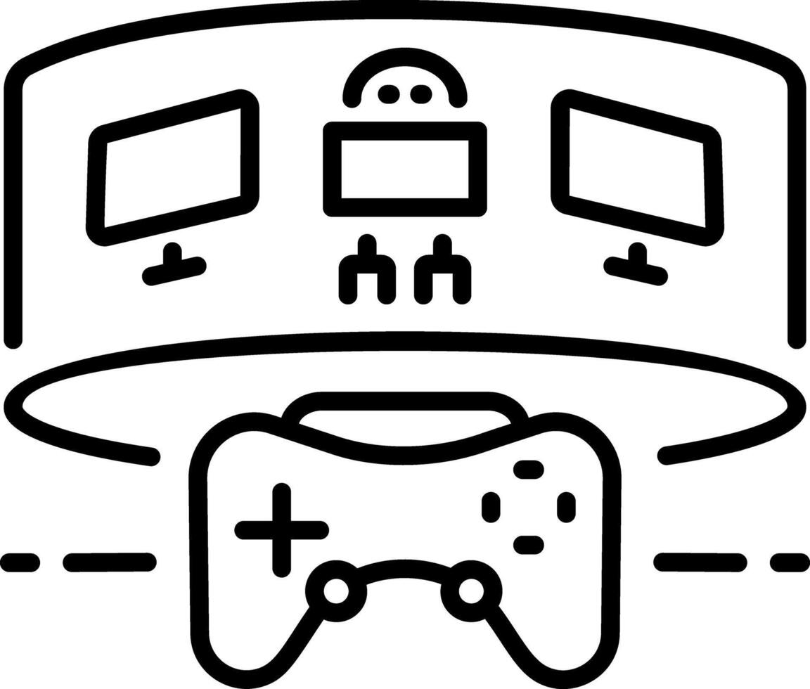 Gaming vr screen icon in linear style vector