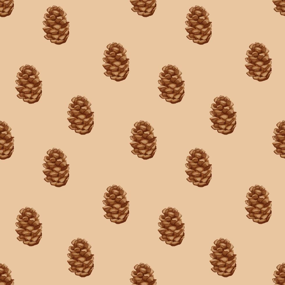 brown seamless pattern with pine cones illustration vector