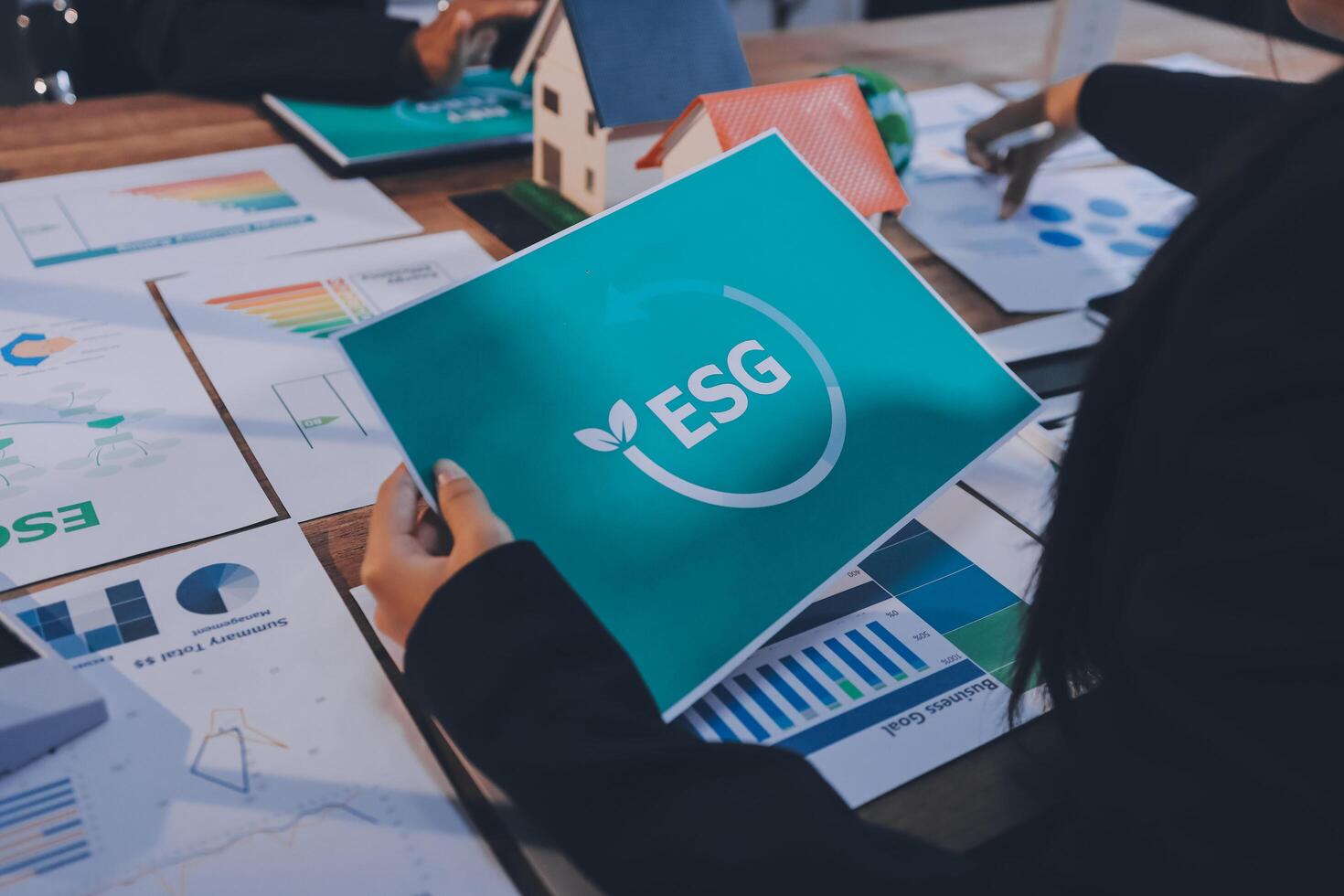 Esg is a global standard for environmental, social and governance esg reporting photo