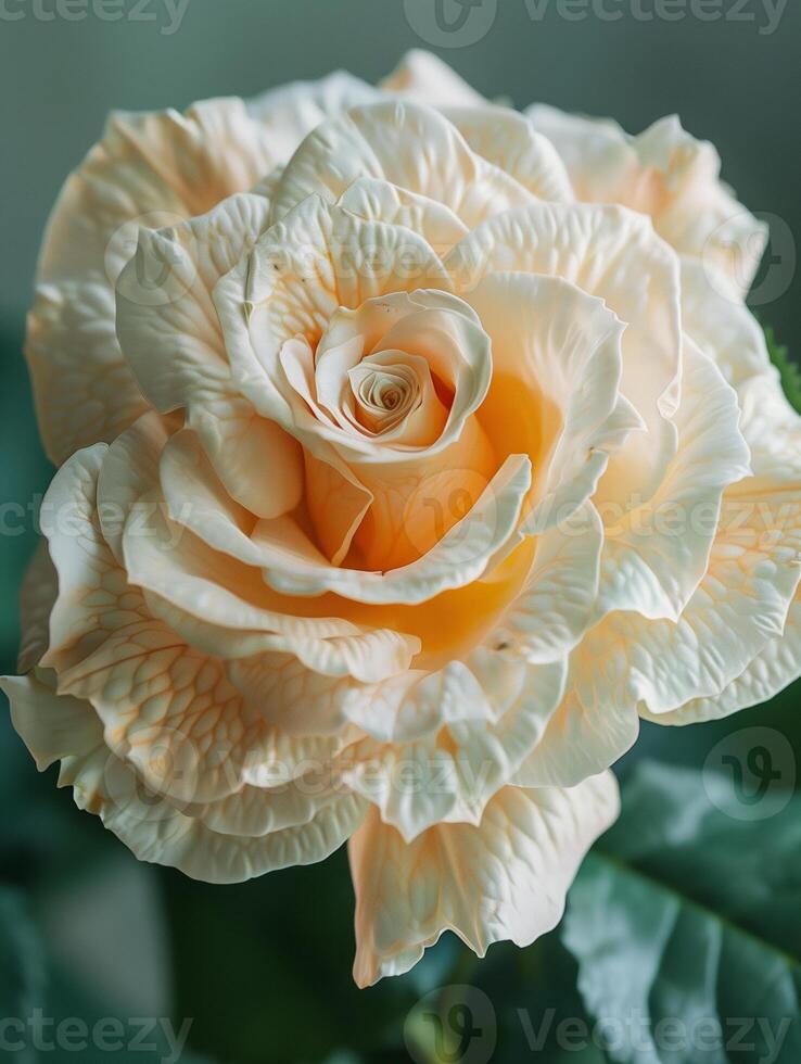 A close up of a rose with a green stem photo