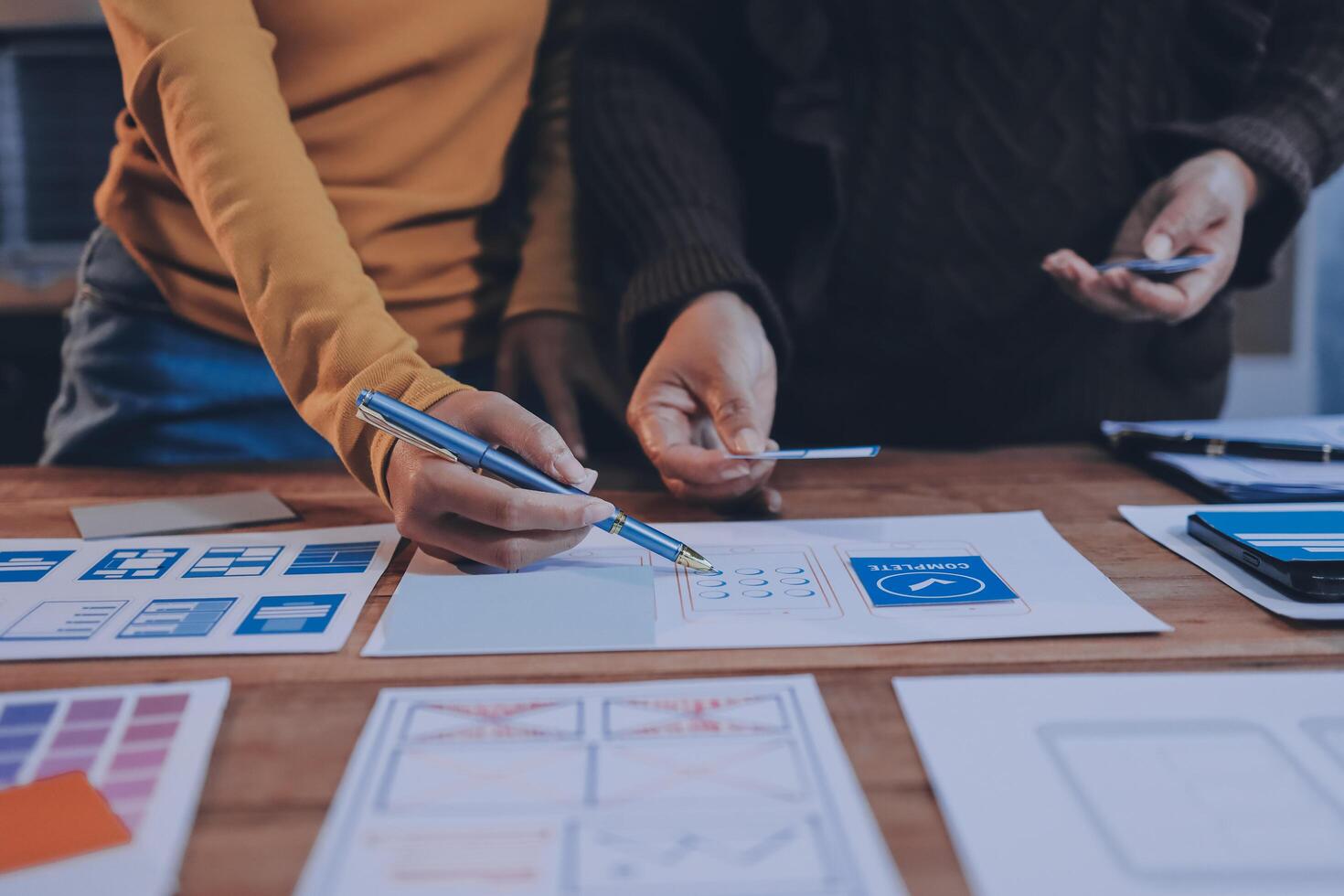 Two people working on a design project photo