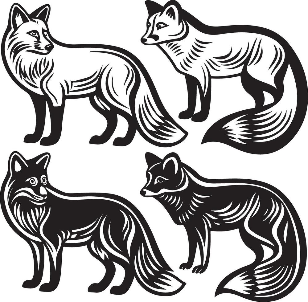 line art fox icon design image vector