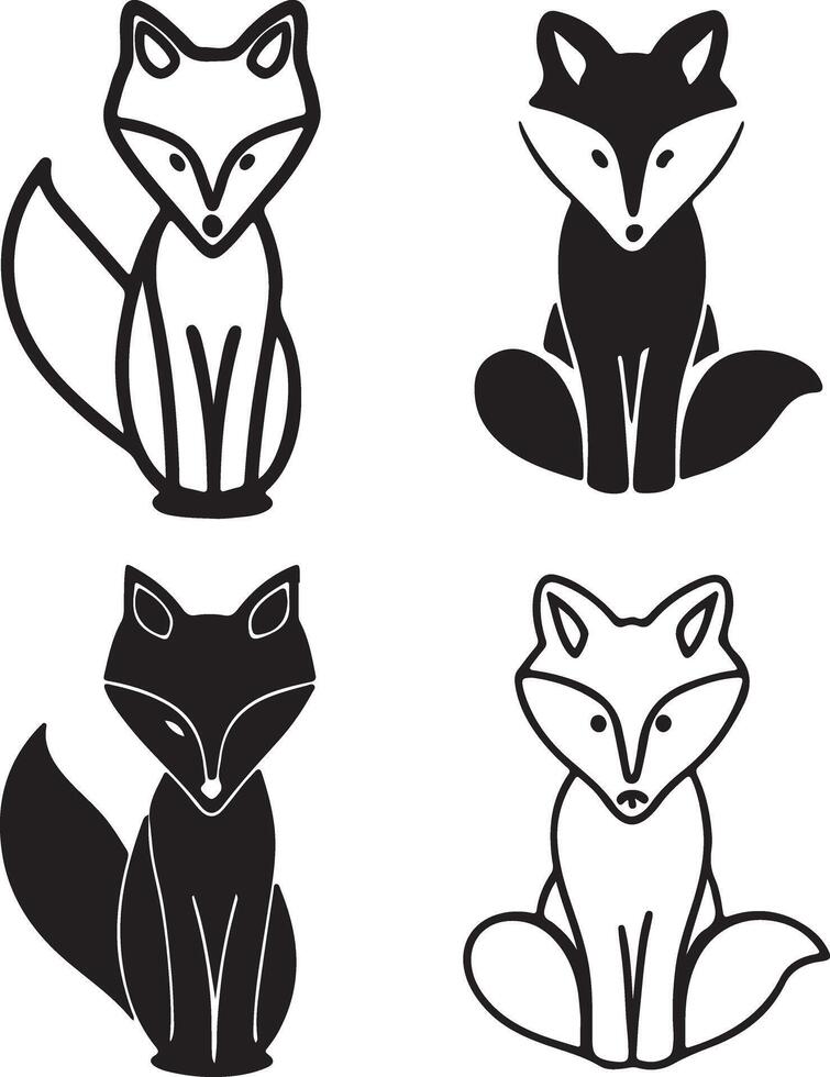 fox icon design set illustration vector