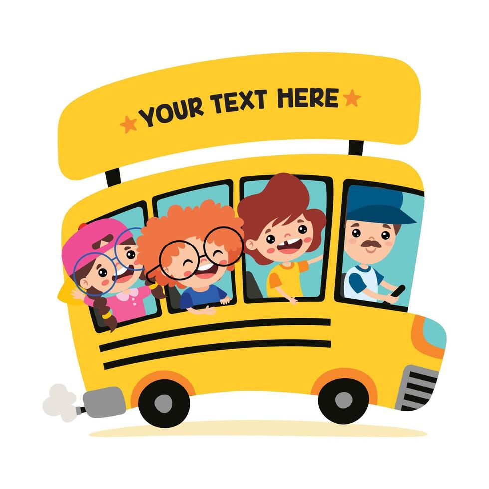 Cartoon Children Travelling By Bus vector