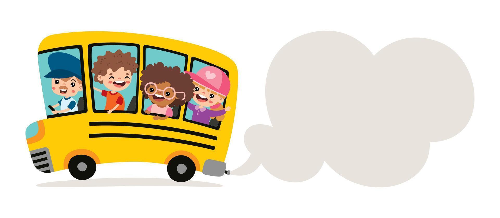 Children Travel By Bus vector