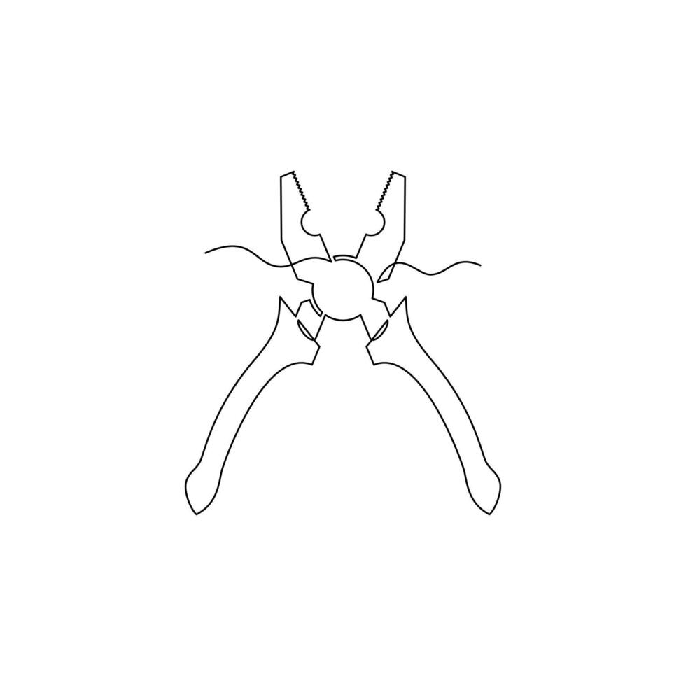 one line art pliers illustration. line art, one continuous line, simple, hand drawn and sketch style. for icons, symbols, signs or logos vector