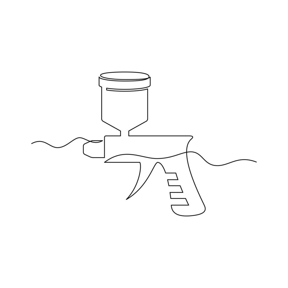 one line art paint gun illustration. line art, one continuous line, simple, hand drawn and sketch style. for icons, symbols, signs or logos vector