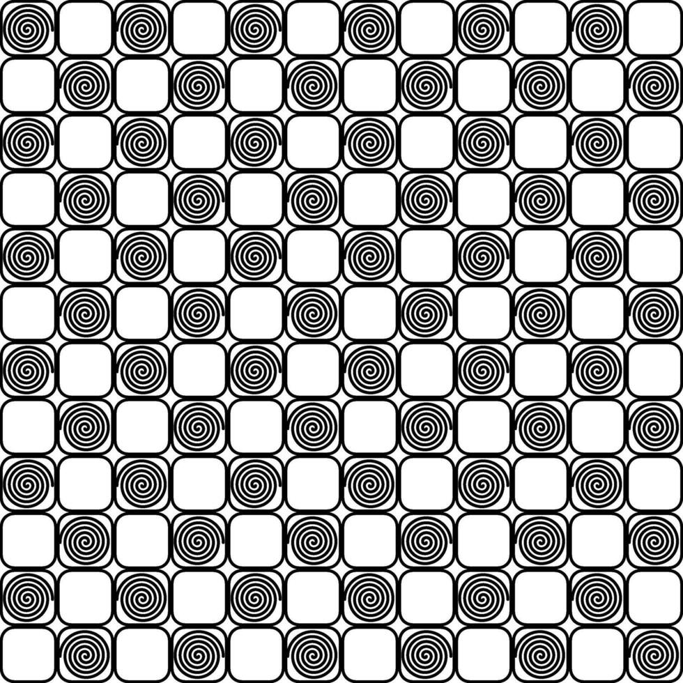 seamless pattern spiral and square shape outline style, illustration vector
