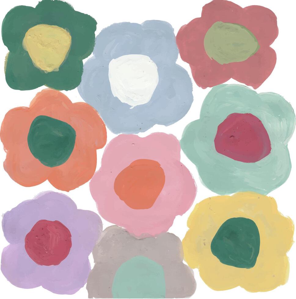 a painting of colorful flowers with a white background vector