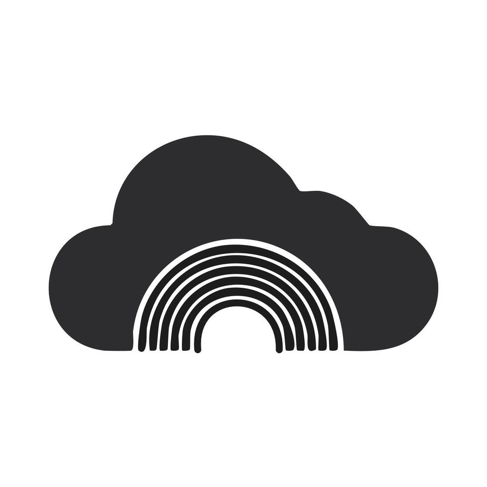 Rainbow icon in flat style. Cloud illustration on white isolated background. Weather cloud business concept. vector