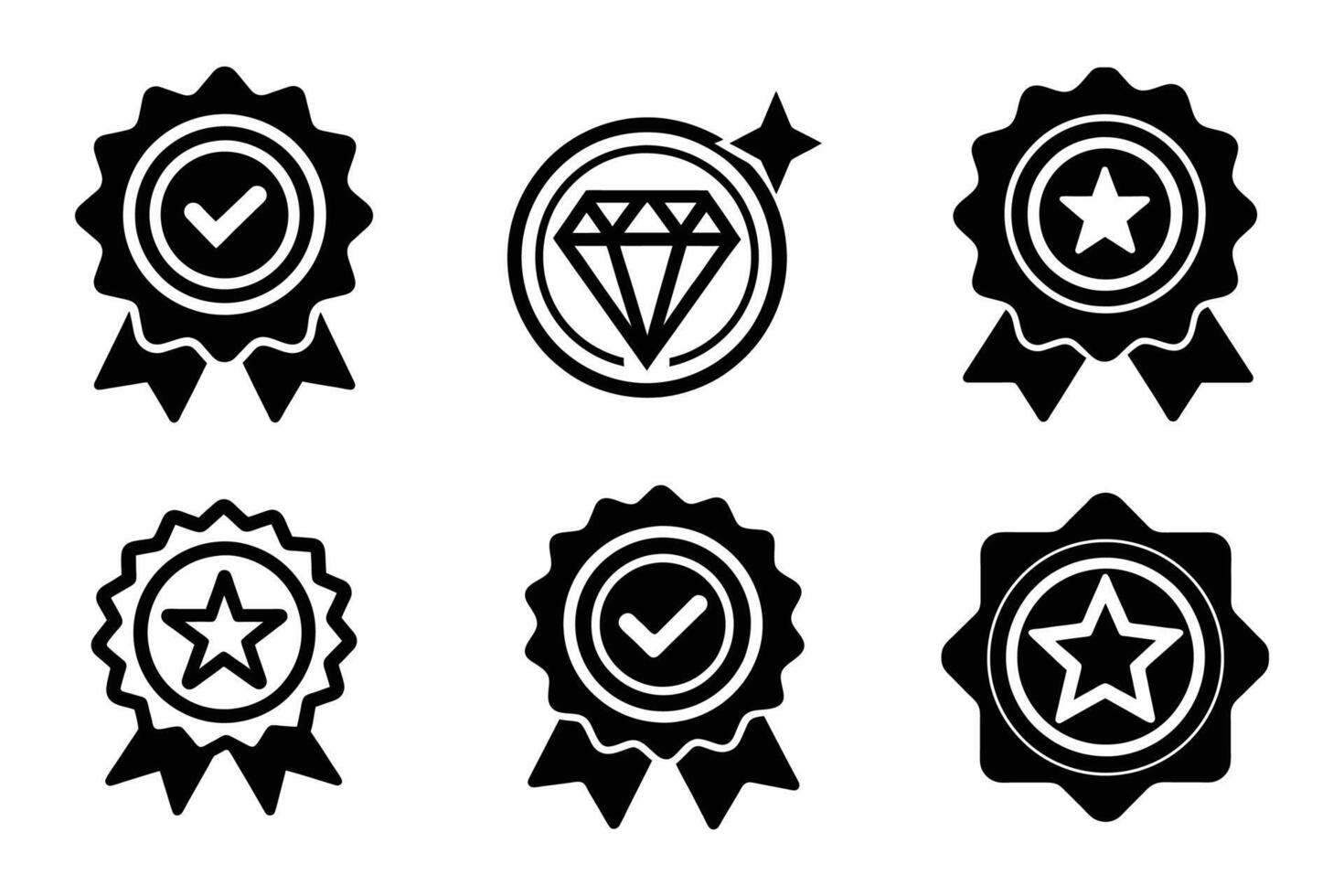 Quality Badge Icon Bundle in Outline Style vector