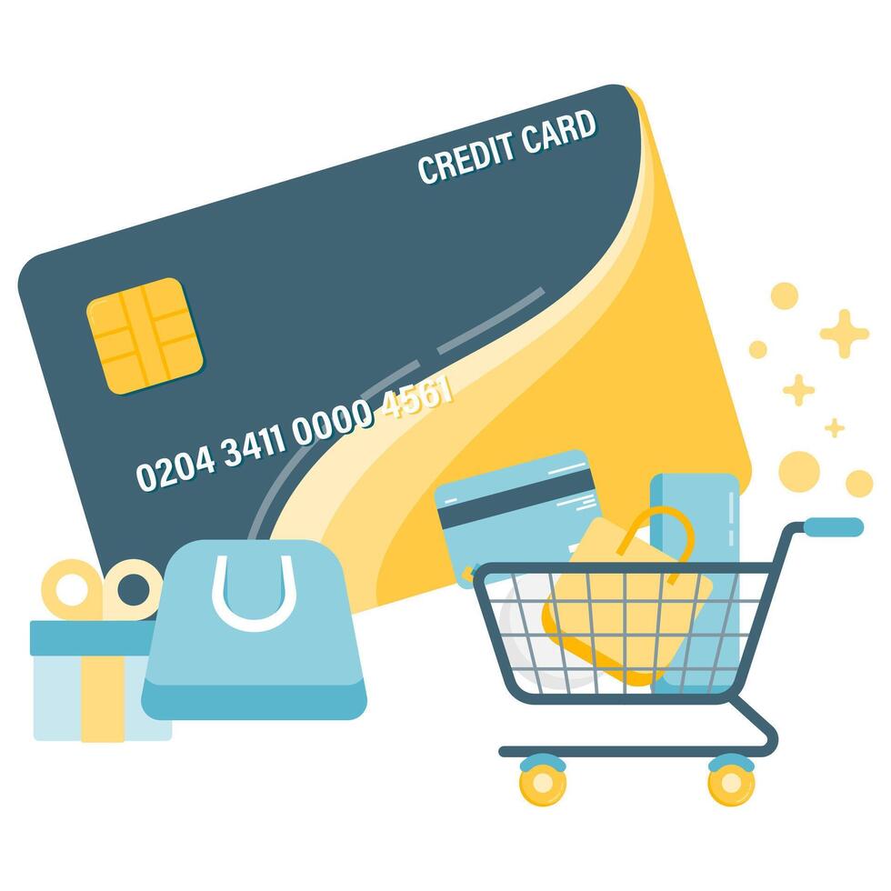 credit card payment promotion, discounts and online stores vector