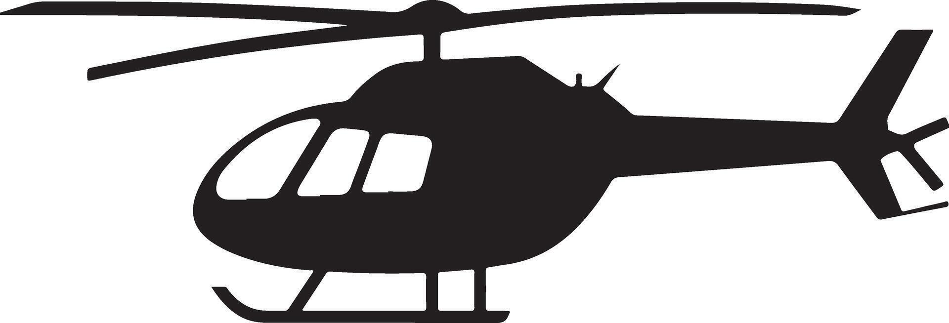 A minimalist black silhouette of a helicopter vector