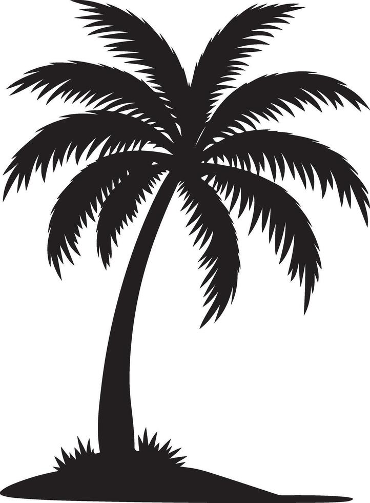 A black silhouette of a palm tree standing vector