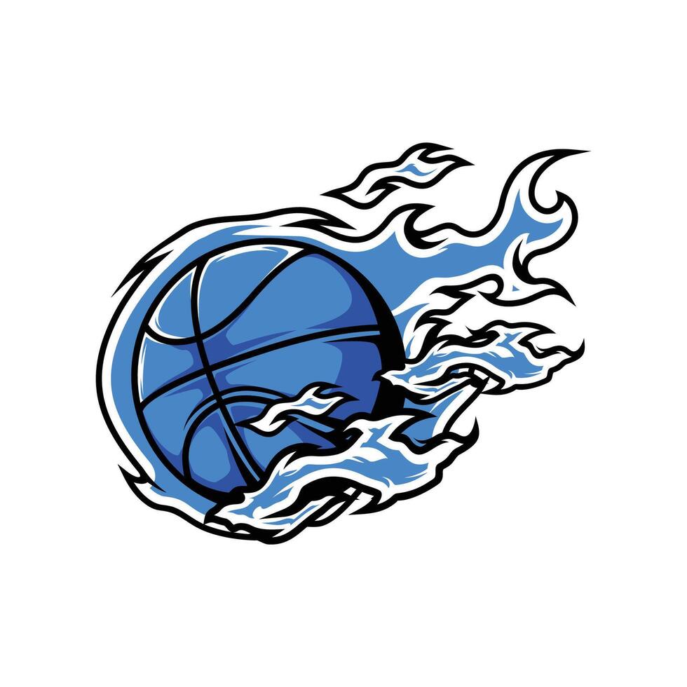 Basketball with ice fires illustration logo design vector