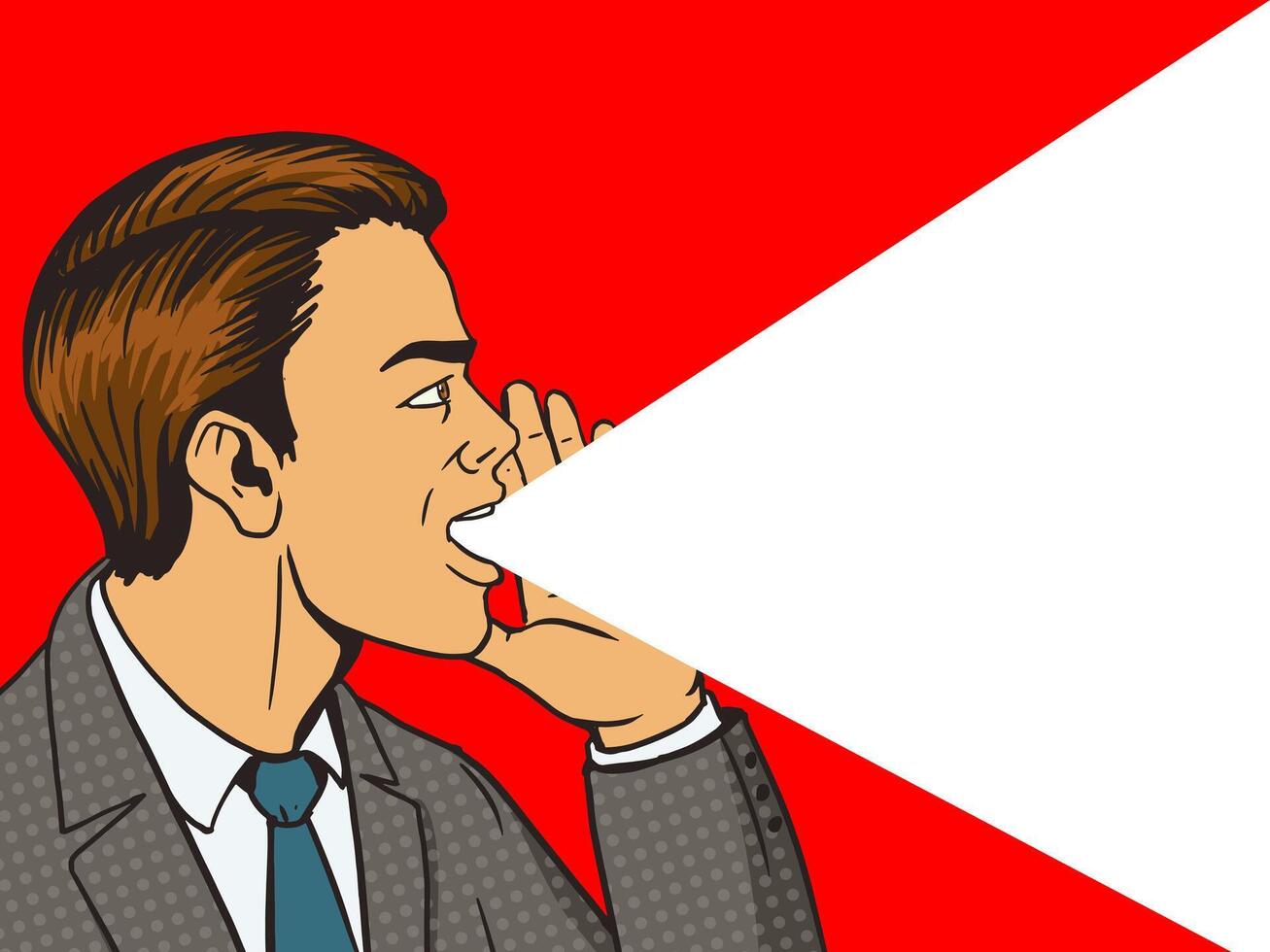 Man shouting with his hand in the face pop art style illustration. Human illustration. Comic book style imitation. Vintage retro style. Conceptual illustration vector