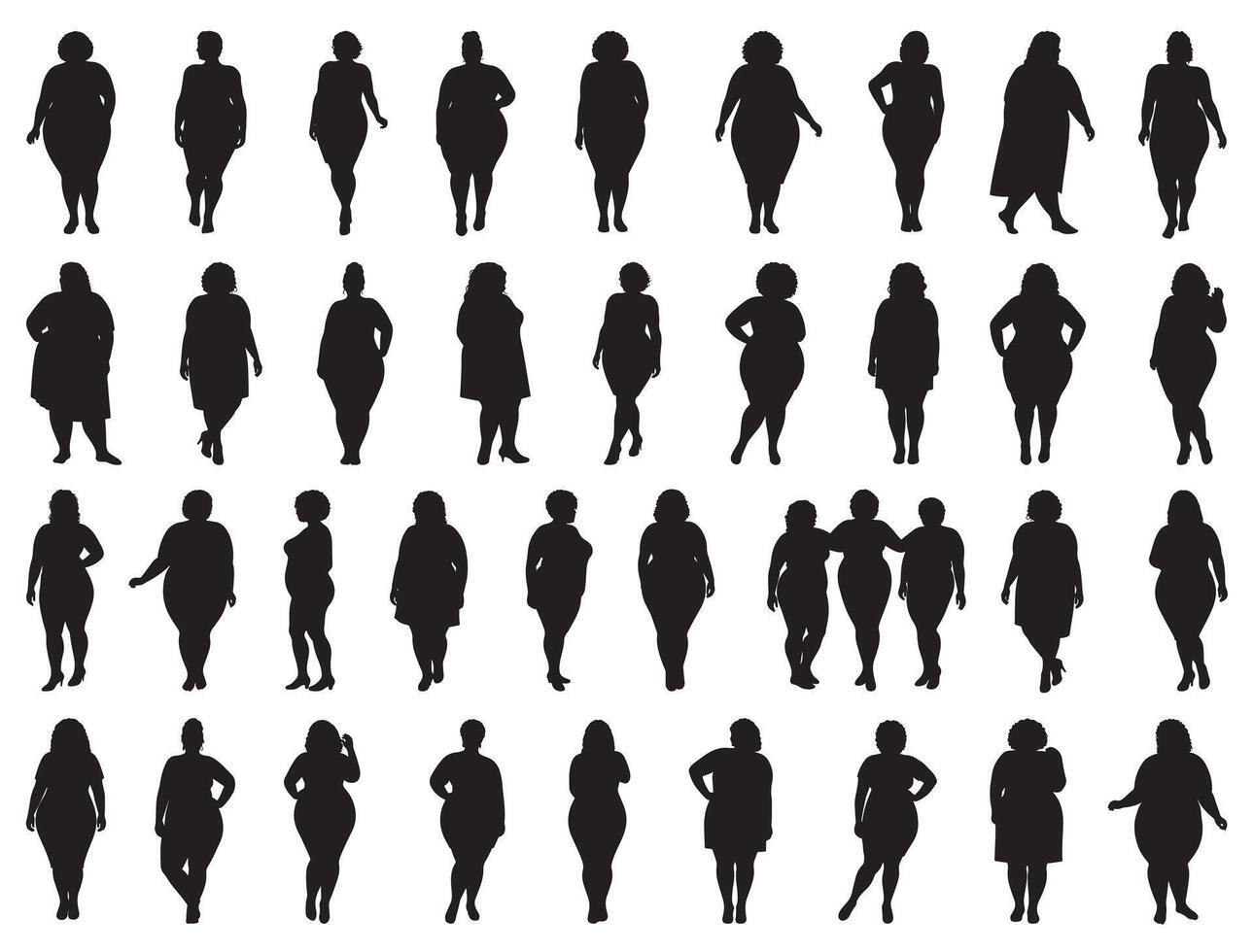 Plus size women silhouette white background vector