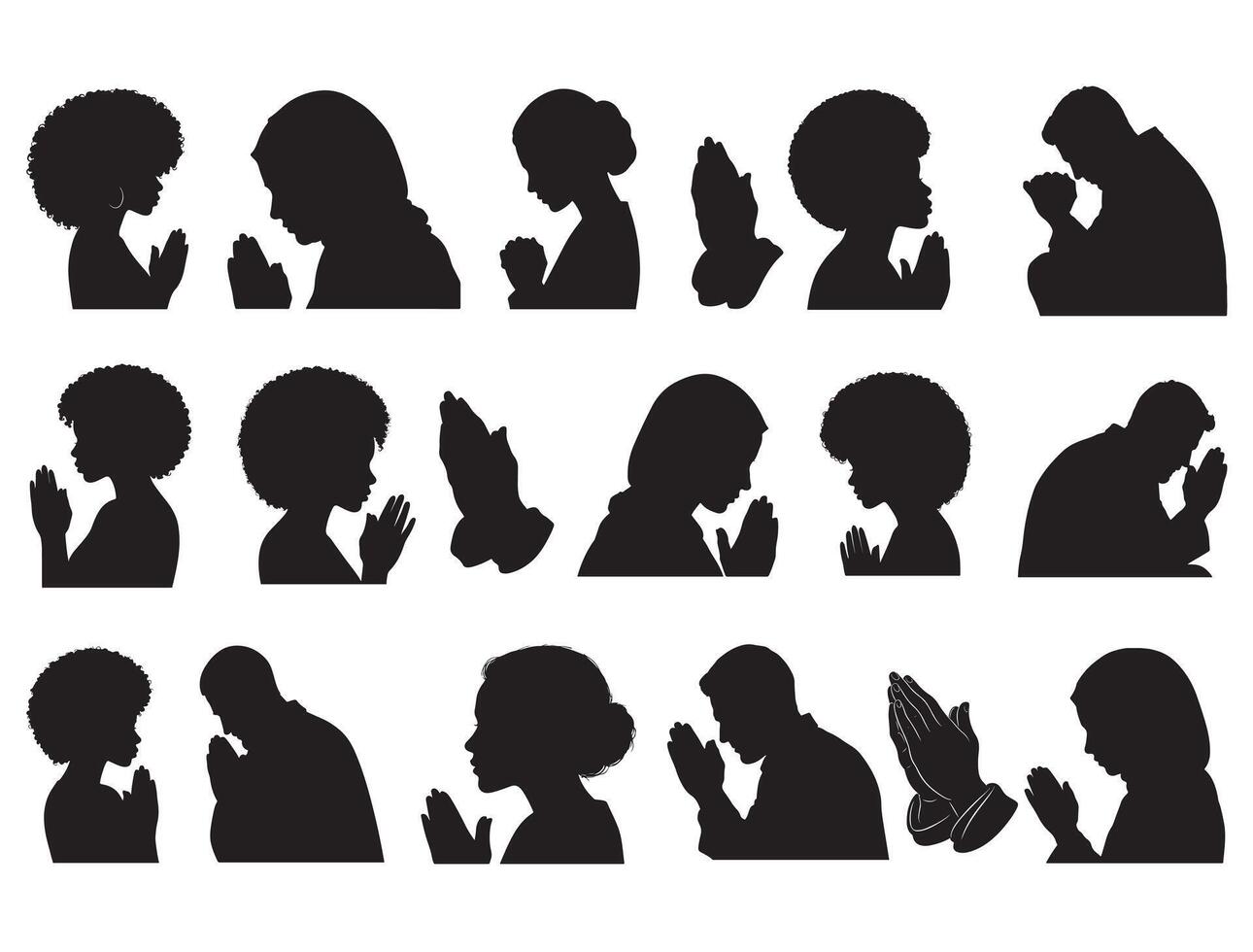 Praying silhouette white background vector