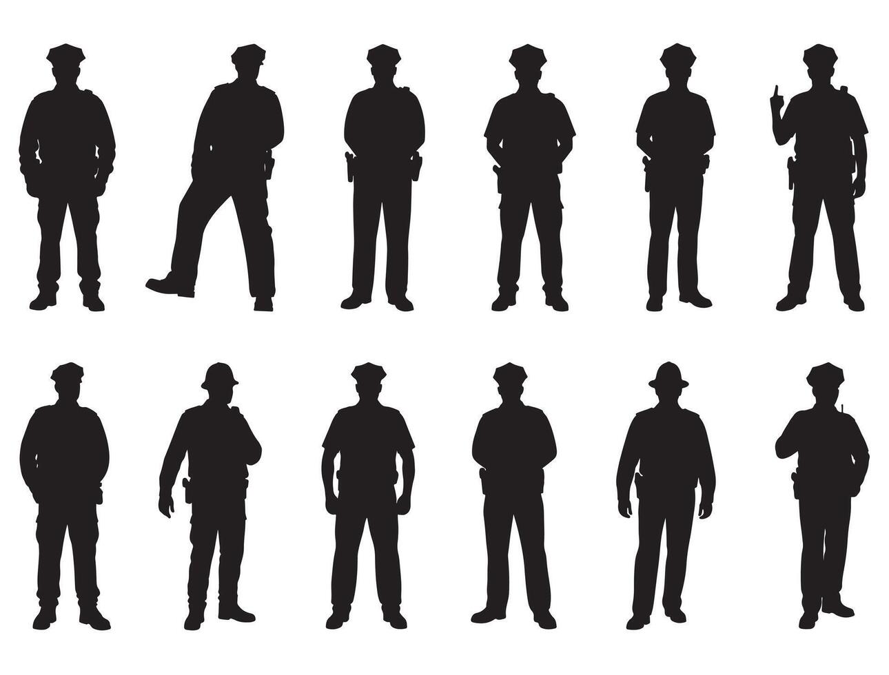 Police man silhouette white background vector