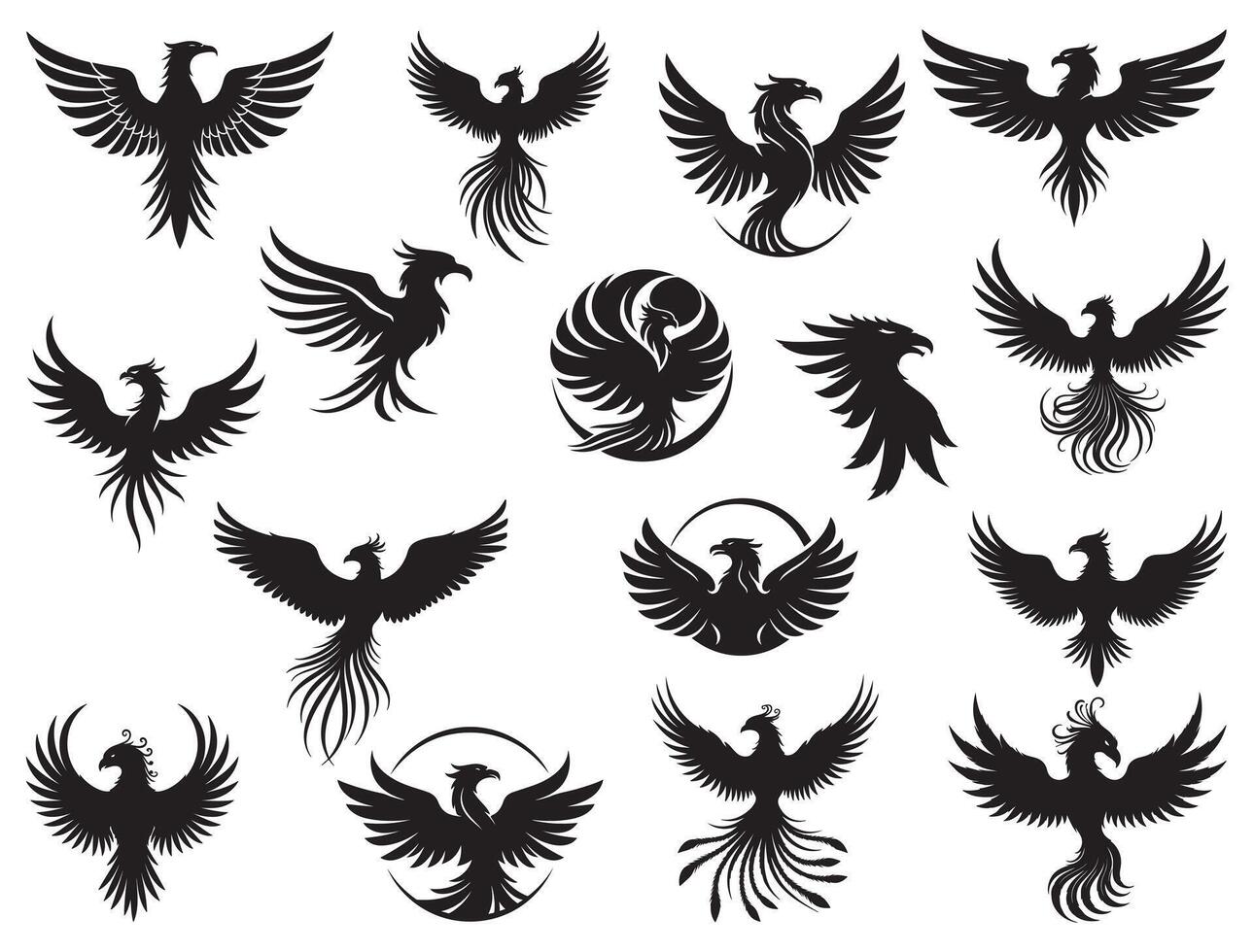 Phoenix silhouette white background vector