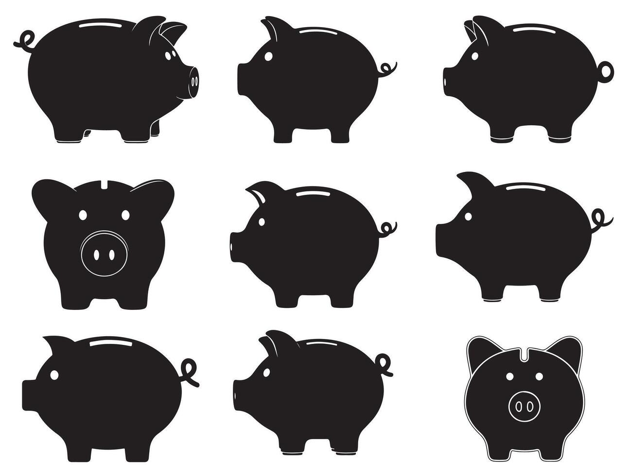 Piggy Bank silhouette white background vector