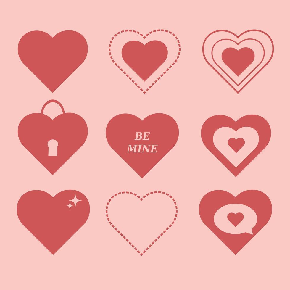 Set with pink hearts vector
