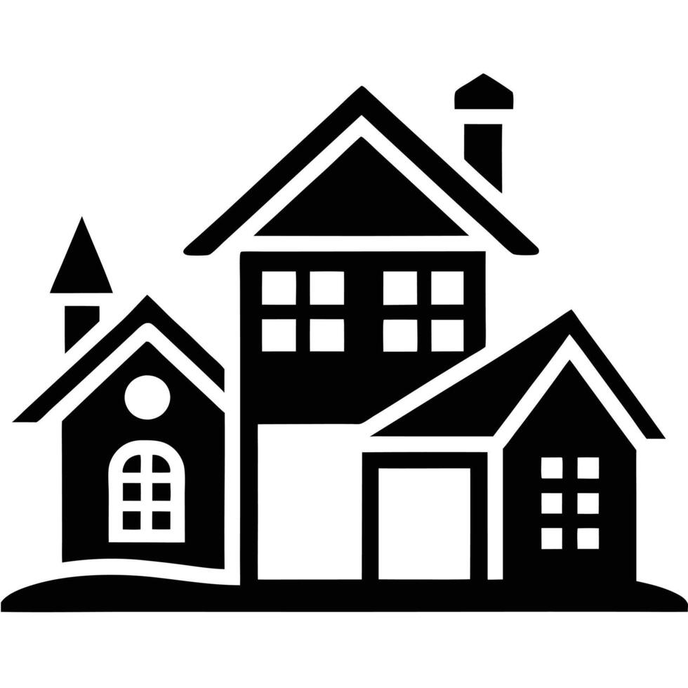 Minimal Black Home Silhouette on Plain White vector