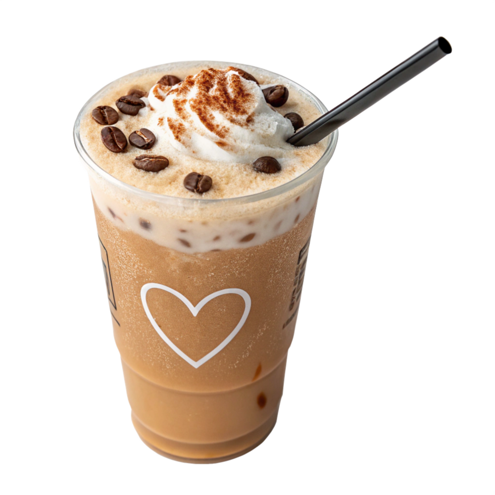 Refreshing iced cappuccino beverage drink photography minimalist style close-up beverage concept png
