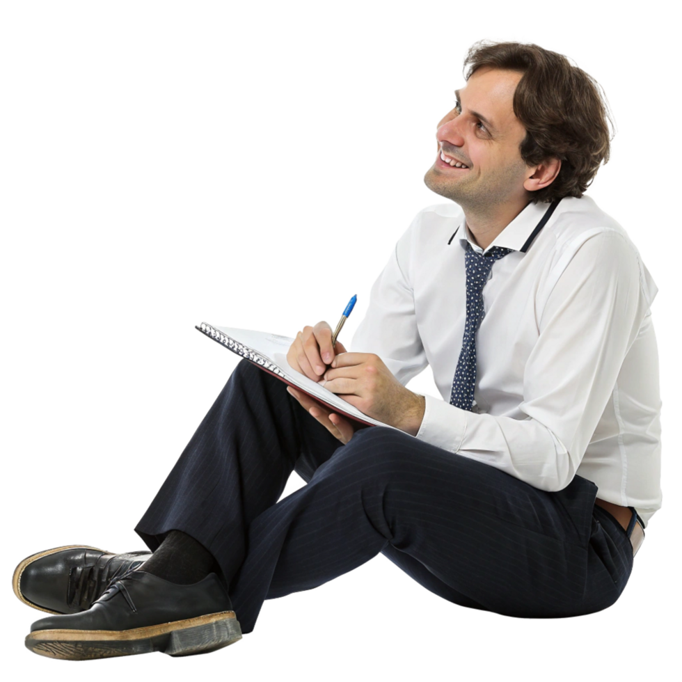 Educational consultant working on ideas professional environment thoughtful viewpoint png