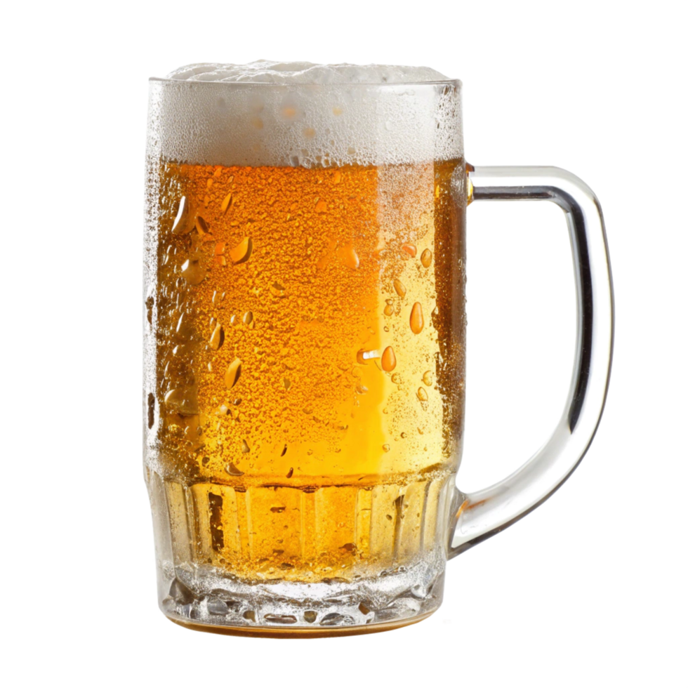 Refreshing beer mug with handle beverage photography studio setting png